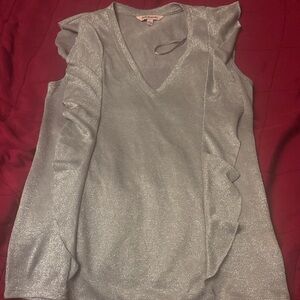 Juicy Couture Silver Shimmer V-Neck Top